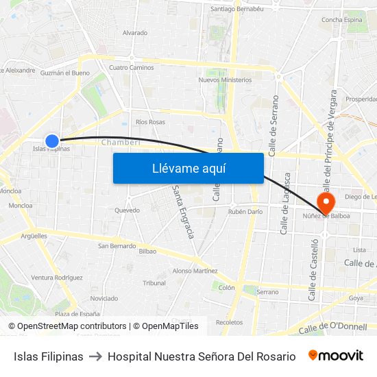 Islas Filipinas to Hospital Nuestra Señora Del Rosario map