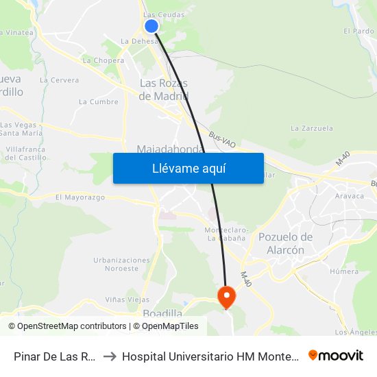 Pinar De Las Rozas to Hospital Universitario HM Montepríncipe map