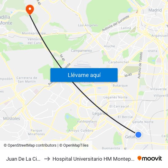 Juan De La Cierva to Hospital Universitario HM Montepríncipe map