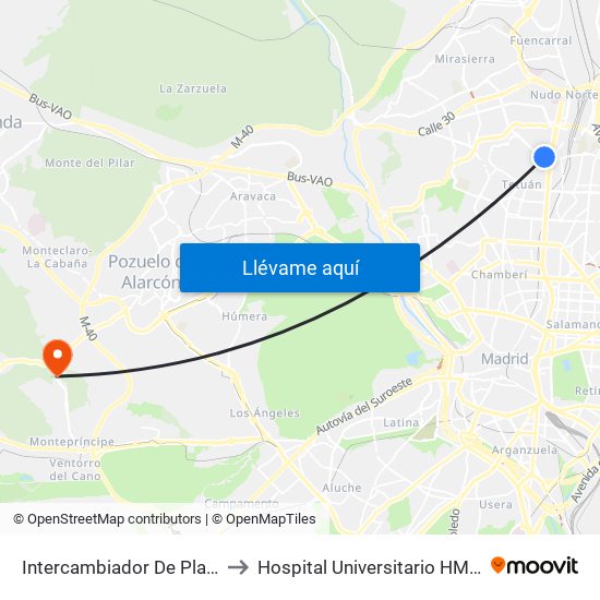 Intercambiador De Plaza De Castilla to Hospital Universitario HM Montepríncipe map
