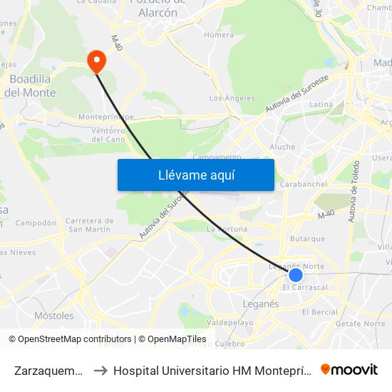 Zarzaquemada to Hospital Universitario HM Montepríncipe map