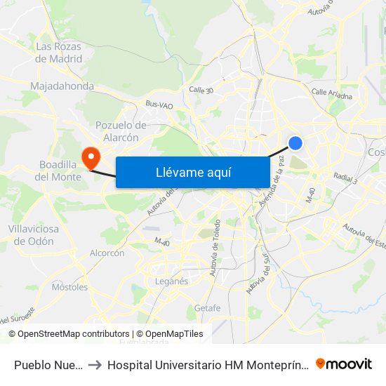 Pueblo Nuevo to Hospital Universitario HM Montepríncipe map
