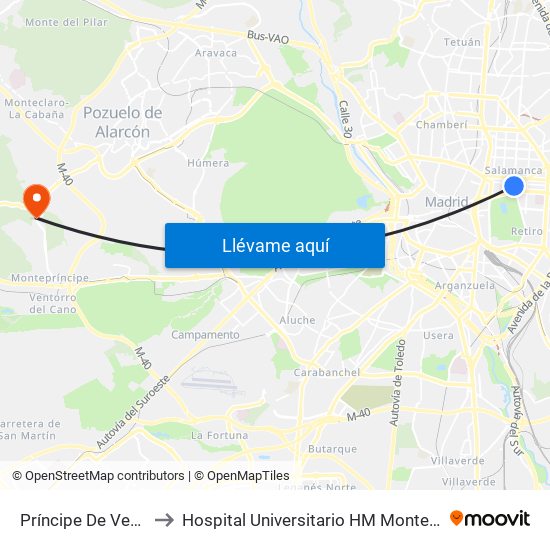 Príncipe De Vergara to Hospital Universitario HM Montepríncipe map