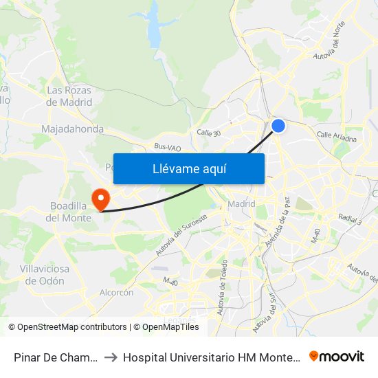 Pinar De Chamartín to Hospital Universitario HM Montepríncipe map