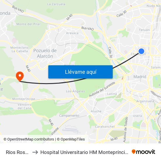 Ríos Rosas to Hospital Universitario HM Montepríncipe map