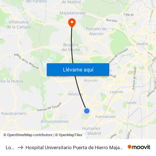 Loranca to Hospital Universitario Puerta de Hierro Majadahonda (Hosp. Unv. Puerta de Hierro) map