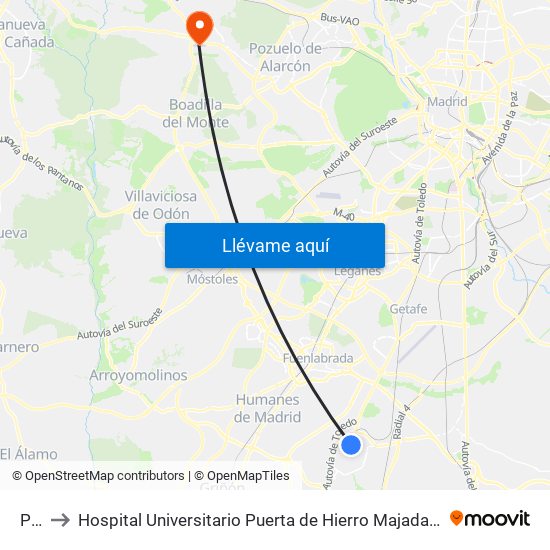 Parla to Hospital Universitario Puerta de Hierro Majadahonda (Hosp. Unv. Puerta de Hierro) map