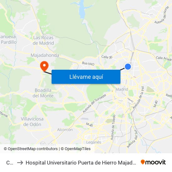 Cuzco to Hospital Universitario Puerta de Hierro Majadahonda (Hosp. Unv. Puerta de Hierro) map