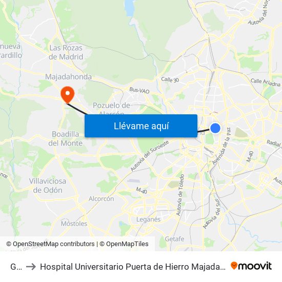 Goya to Hospital Universitario Puerta de Hierro Majadahonda (Hosp. Unv. Puerta de Hierro) map