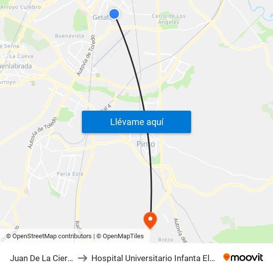 Juan De La Cierva to Hospital Universitario Infanta Elena map