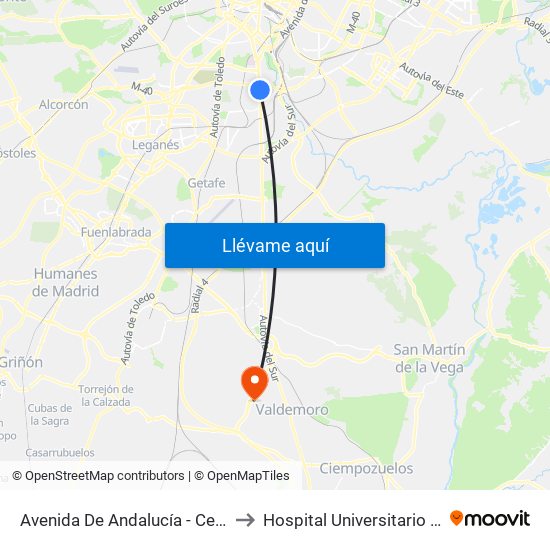 Avenida De Andalucía - Centro Comercial to Hospital Universitario Infanta Elena map