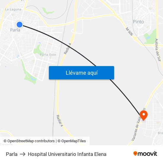 Parla to Hospital Universitario Infanta Elena map