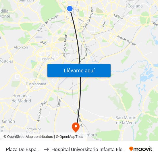 Plaza De España to Hospital Universitario Infanta Elena map