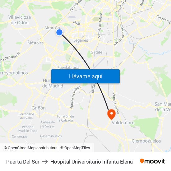 Puerta Del Sur to Hospital Universitario Infanta Elena map