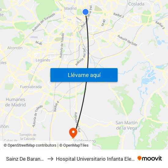 Sainz De Baranda to Hospital Universitario Infanta Elena map