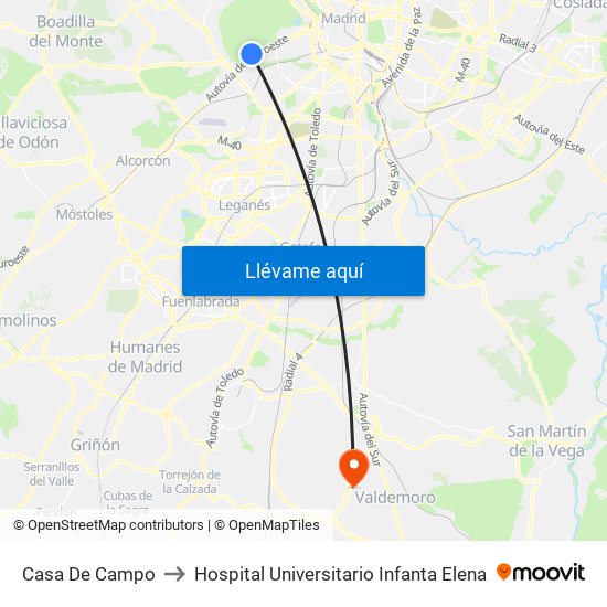 Casa De Campo to Hospital Universitario Infanta Elena map