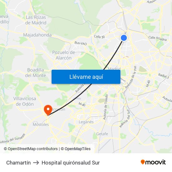 Chamartín to Hospital quirónsalud Sur map