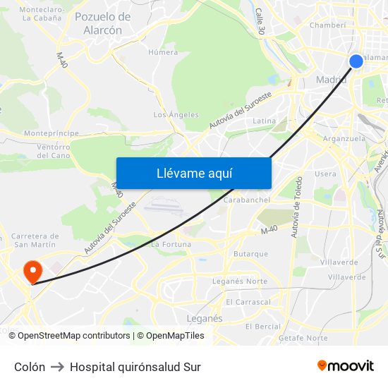 Colón to Hospital quirónsalud Sur map