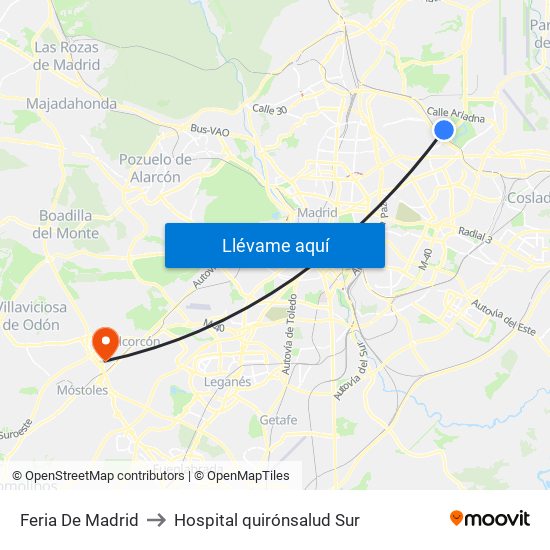 Feria De Madrid to Hospital quirónsalud Sur map