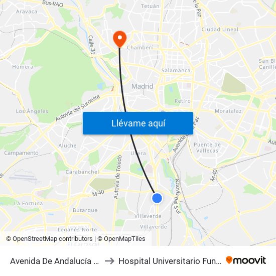 Avenida De Andalucía - Centro Comercial to Hospital Universitario Fundación Jiménez Díaz map