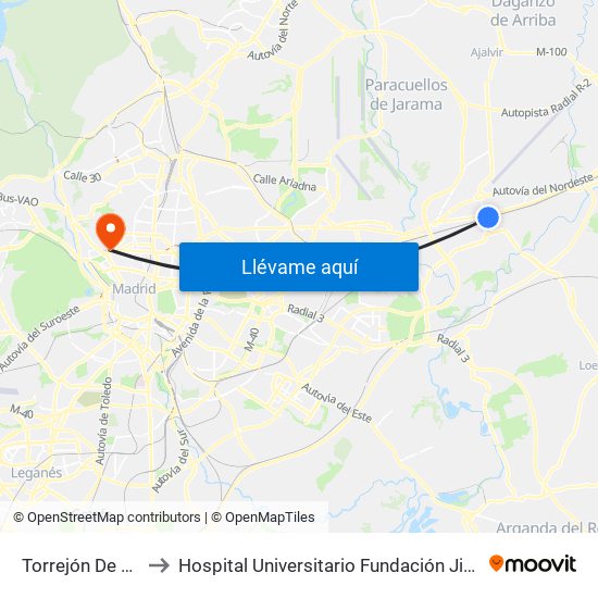 Torrejón De Ardoz to Hospital Universitario Fundación Jiménez Díaz map