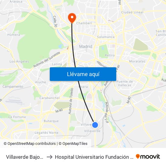 Villaverde Bajo - Cruce to Hospital Universitario Fundación Jiménez Díaz map