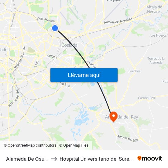 Alameda De Osuna to Hospital Universitario del Sureste map