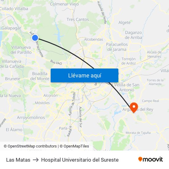 Las Matas to Hospital Universitario del Sureste map