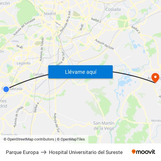 Parque Europa to Hospital Universitario del Sureste map
