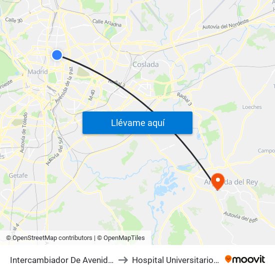 Intercambiador De Avenida De América to Hospital Universitario del Sureste map