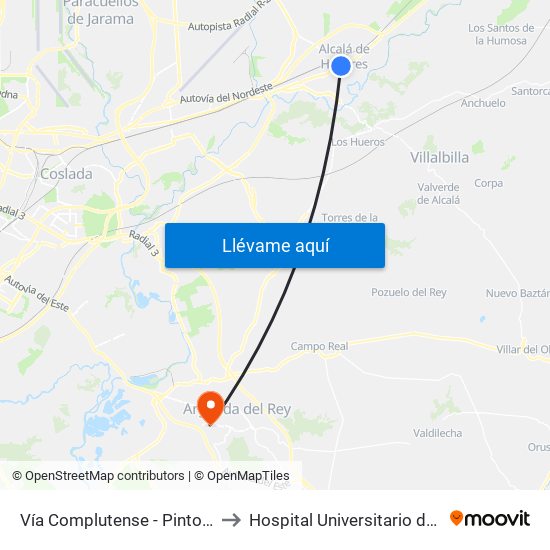 Vía Complutense - Pintor Picasso to Hospital Universitario del Sureste map