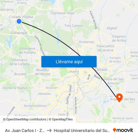 Av. Juan Carlos I - Zoco to Hospital Universitario del Sureste map