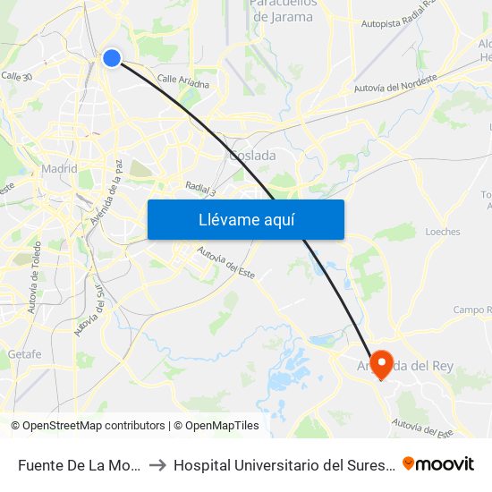 Fuente De La Mora to Hospital Universitario del Sureste map
