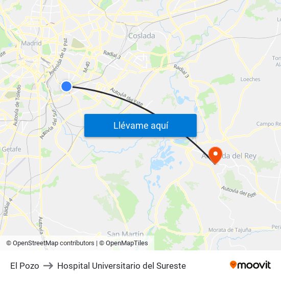 El Pozo to Hospital Universitario del Sureste map