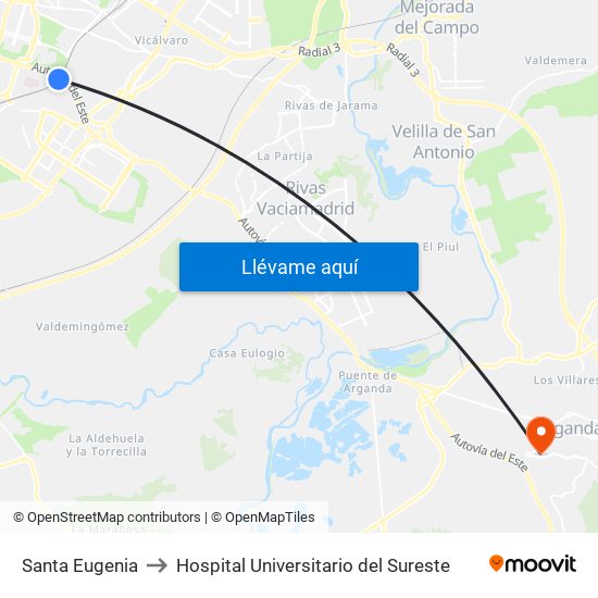 Santa Eugenia to Hospital Universitario del Sureste map