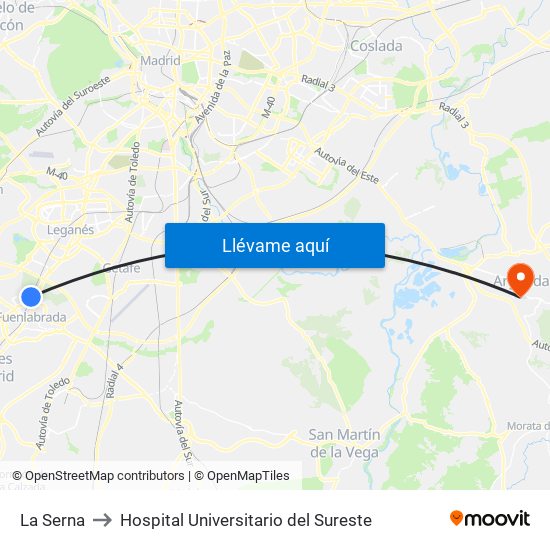 La Serna to Hospital Universitario del Sureste map