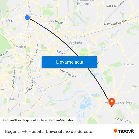 Begoña to Hospital Universitario del Sureste map