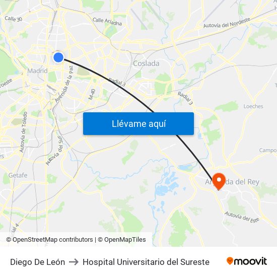 Diego De León to Hospital Universitario del Sureste map