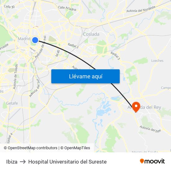 Ibiza to Hospital Universitario del Sureste map