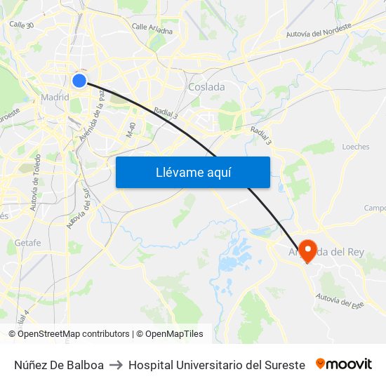 Núñez De Balboa to Hospital Universitario del Sureste map