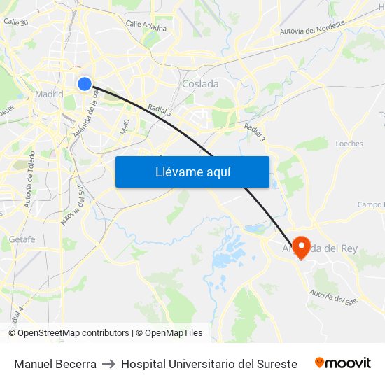 Manuel Becerra to Hospital Universitario del Sureste map