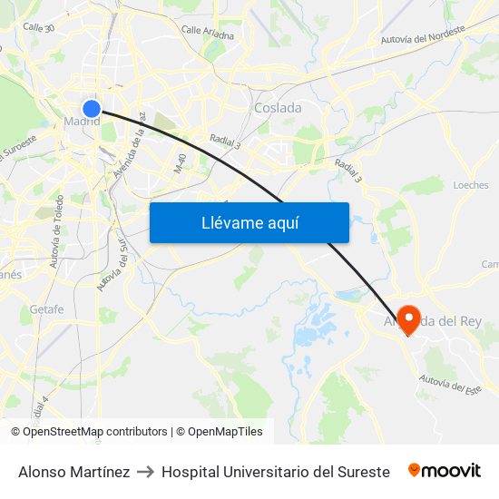 Alonso Martínez to Hospital Universitario del Sureste map