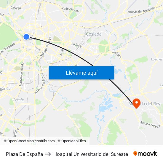 Plaza De España to Hospital Universitario del Sureste map