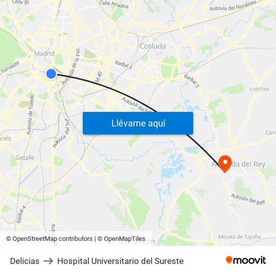 Delicias to Hospital Universitario del Sureste map