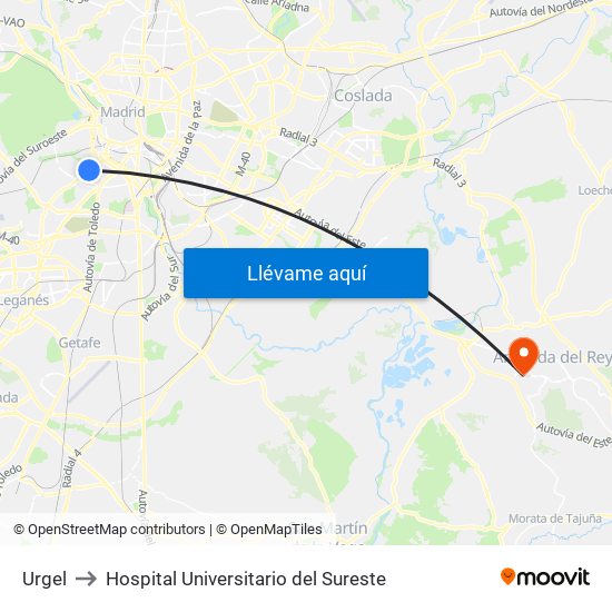 Urgel to Hospital Universitario del Sureste map