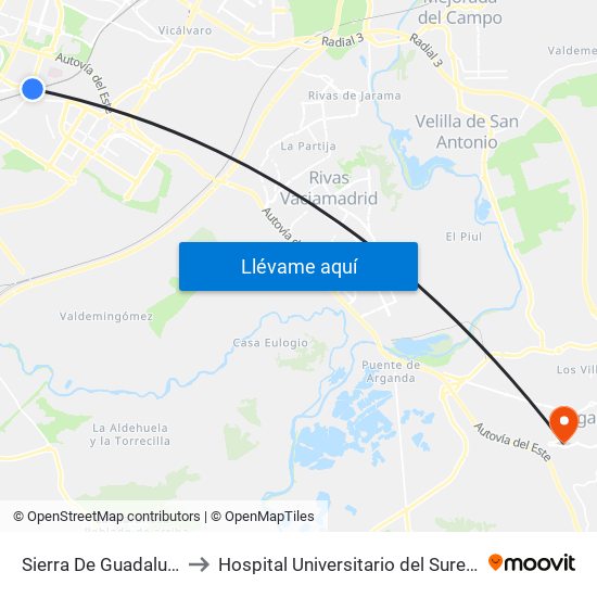 Sierra De Guadalupe to Hospital Universitario del Sureste map