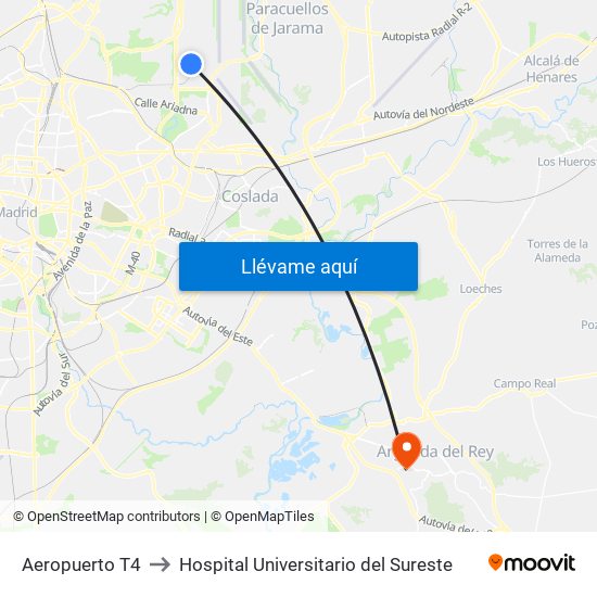 Aeropuerto T4 to Hospital Universitario del Sureste map