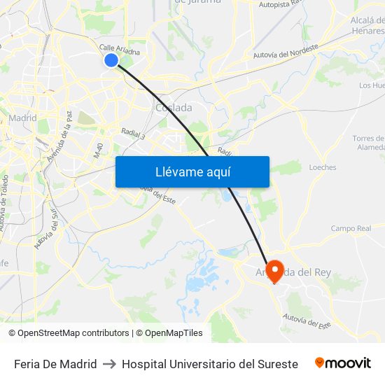 Feria De Madrid to Hospital Universitario del Sureste map