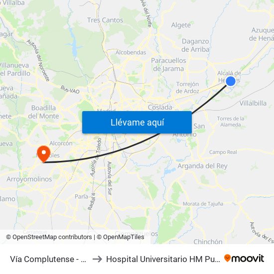 Vía Complutense - Brihuega to Hospital Universitario HM Puerta del Sur map