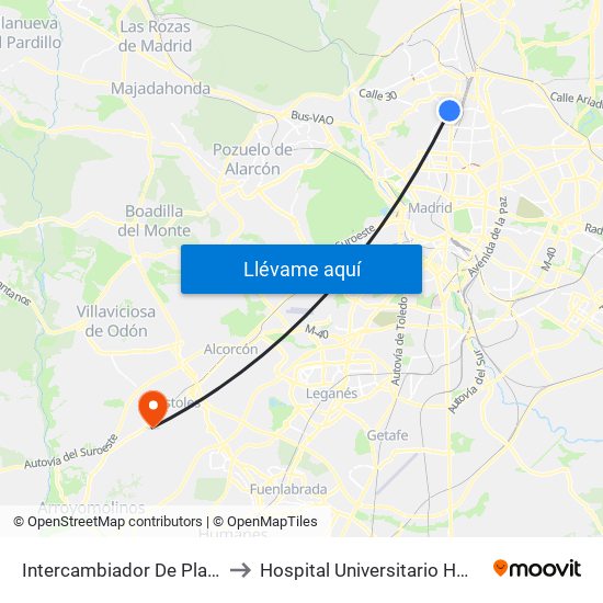 Intercambiador De Plaza De Castilla to Hospital Universitario HM Puerta del Sur map